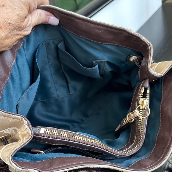 Coach Signature canvas Leather Shoulder Tote Purse Python Embossed Detail F19304 - Picture 8 of 9